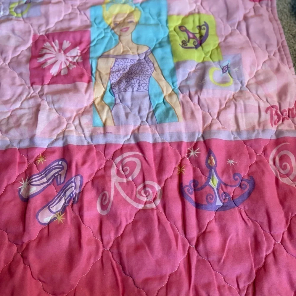 Vintage 1991 Dan River Pink Barbie Toddler Blanket Comforter Bedding 42x58